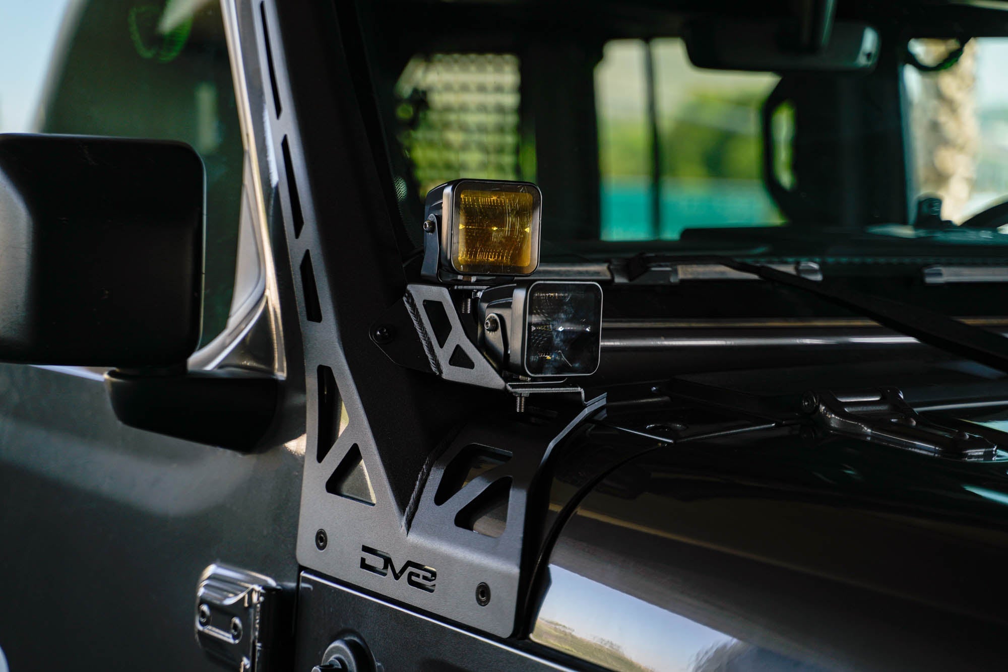2018 2025 Jeep Gladiator JT Wrangler JL JLU A Pillar Dual Light Pod Mounts DV8 Offroad