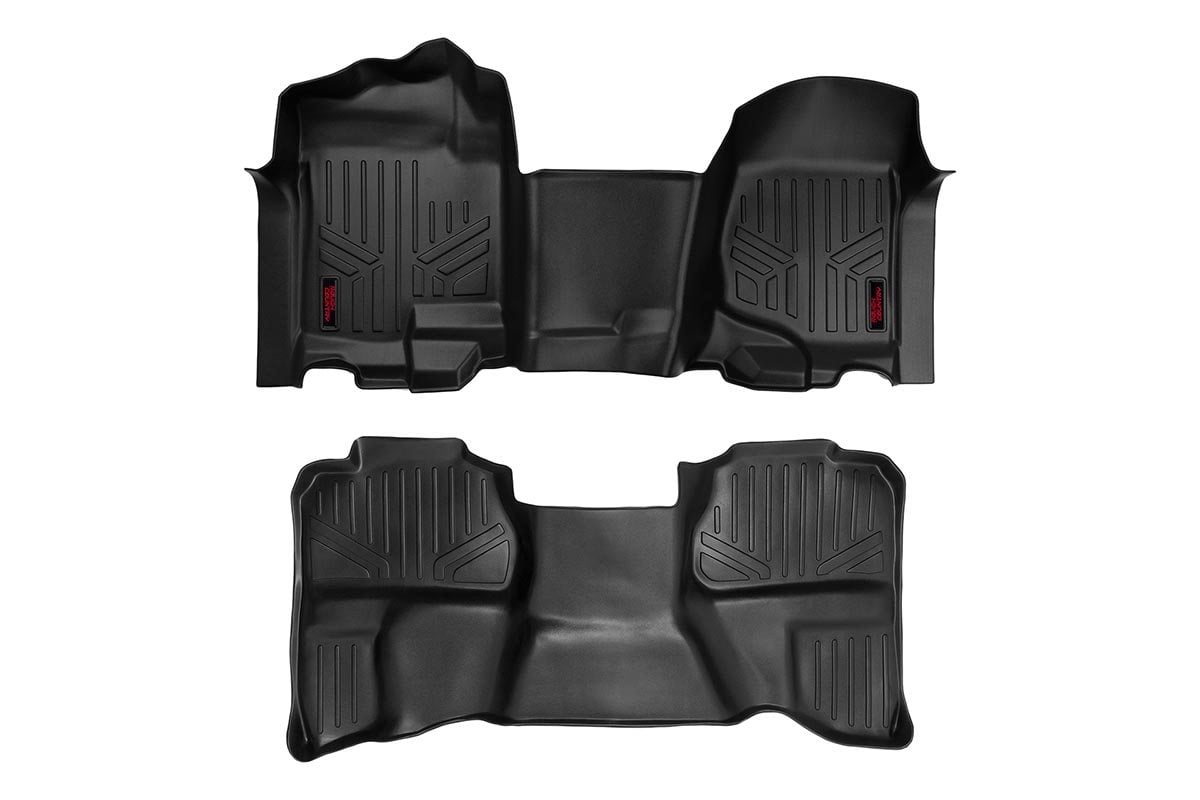 Floor Mats FR & RR OV Hump Ext Cb Silverado/Sierra 1500/2500HD (07-14) Rough Country
