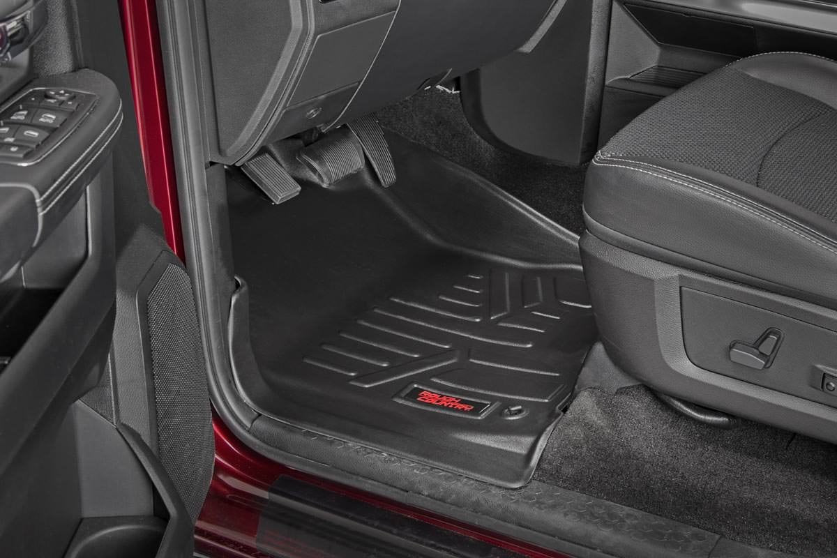 Heavy Duty Floor Mats Front/Rear-12-18 Dodge RAM Crew/Mega Cab Full Console Rough Country