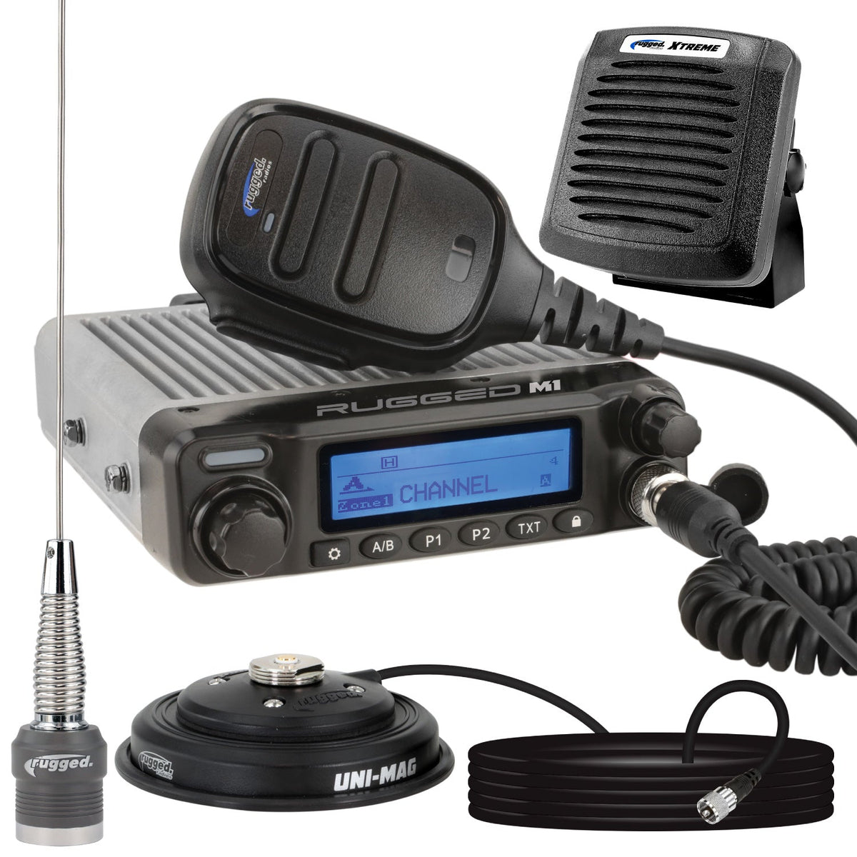 M1 Race Series Radio Kit Plus - 55W VHF Waterproof Business Band Mobile Radio with Antenna and Speaker