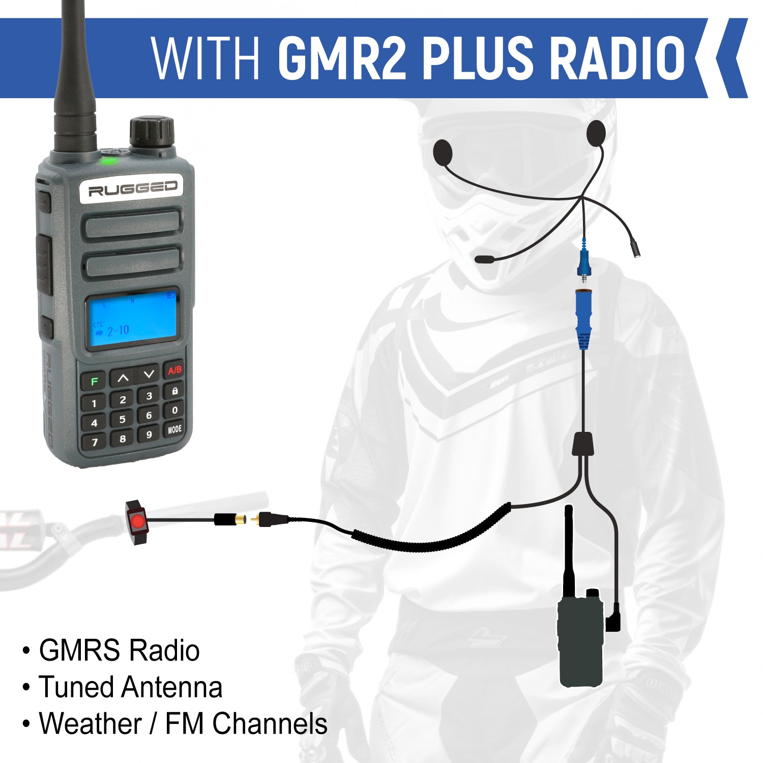 MOTO MAX Complete Motorcycle Communication Kit with Heavy-Duty OFFROAD Cables - V3