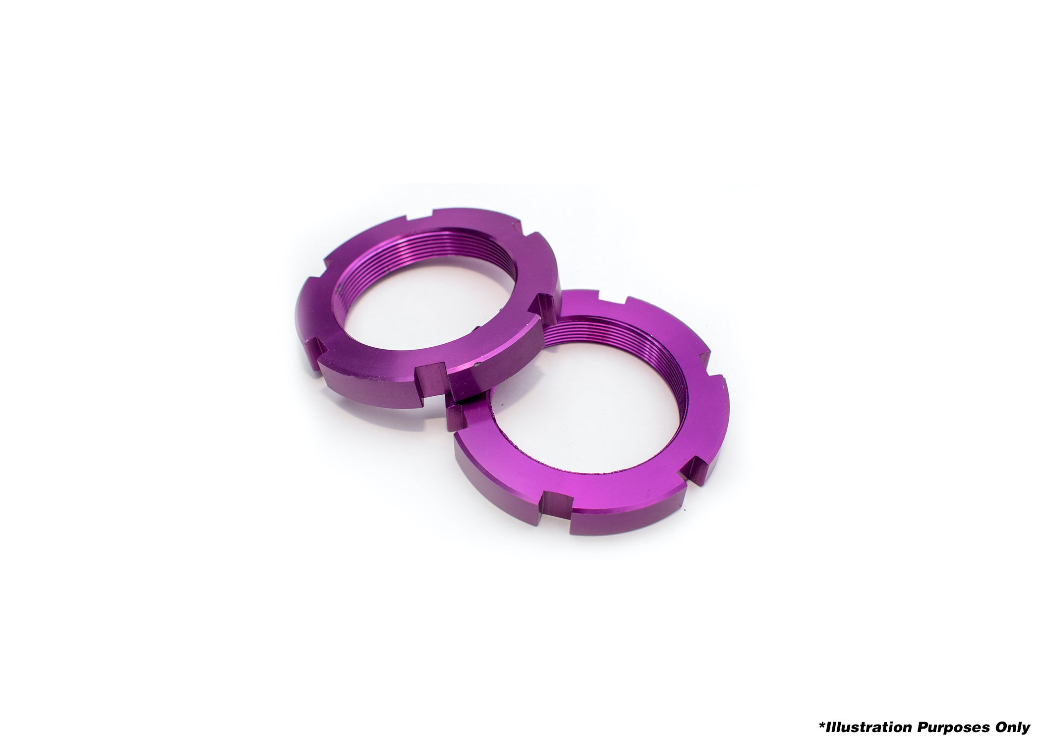 Purple 56mm monotube adjuster rings for models 642, 648, and 800, designed for precise suspension tuning.