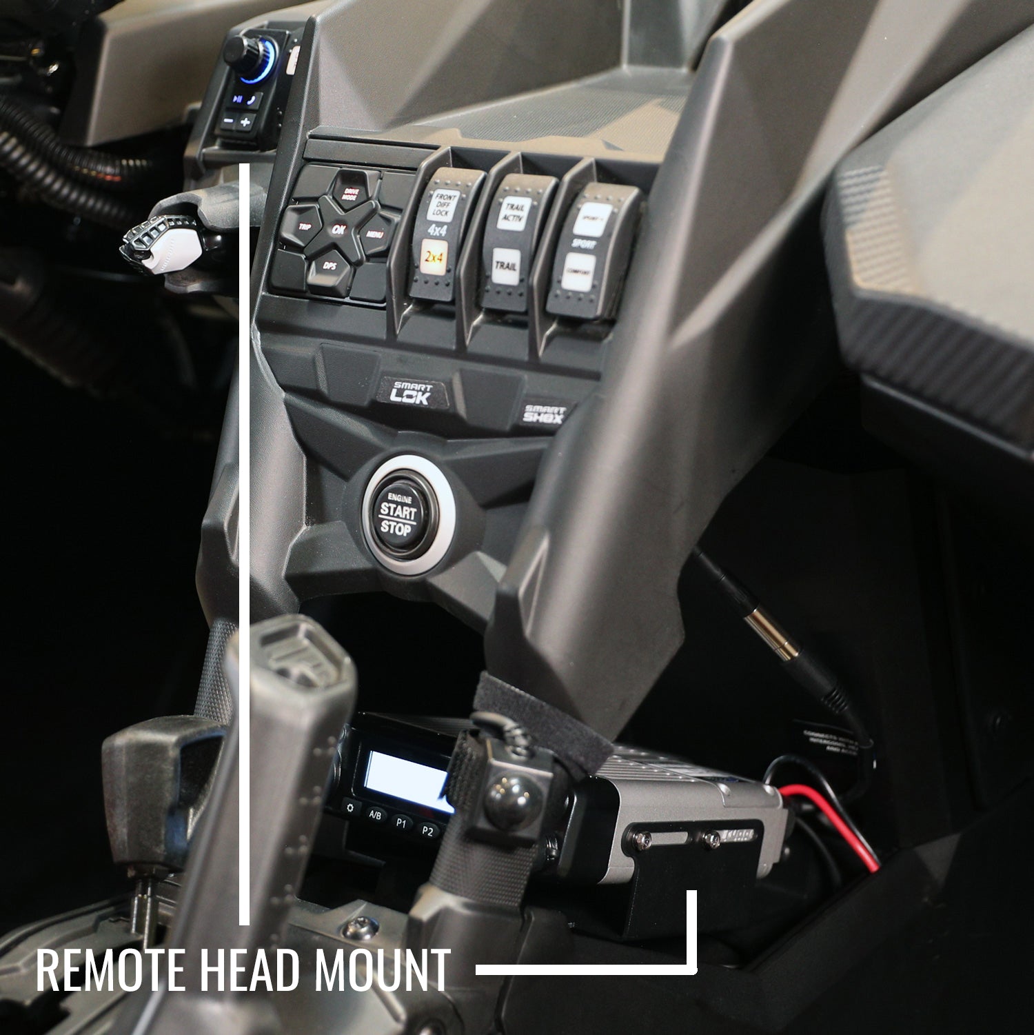 Can-Am Maverick X3 Complete Communication Kit with Bluetooth Intercom and 2-Way Radio - STX Stereo / M1 VHF Business Band / Dash Mount