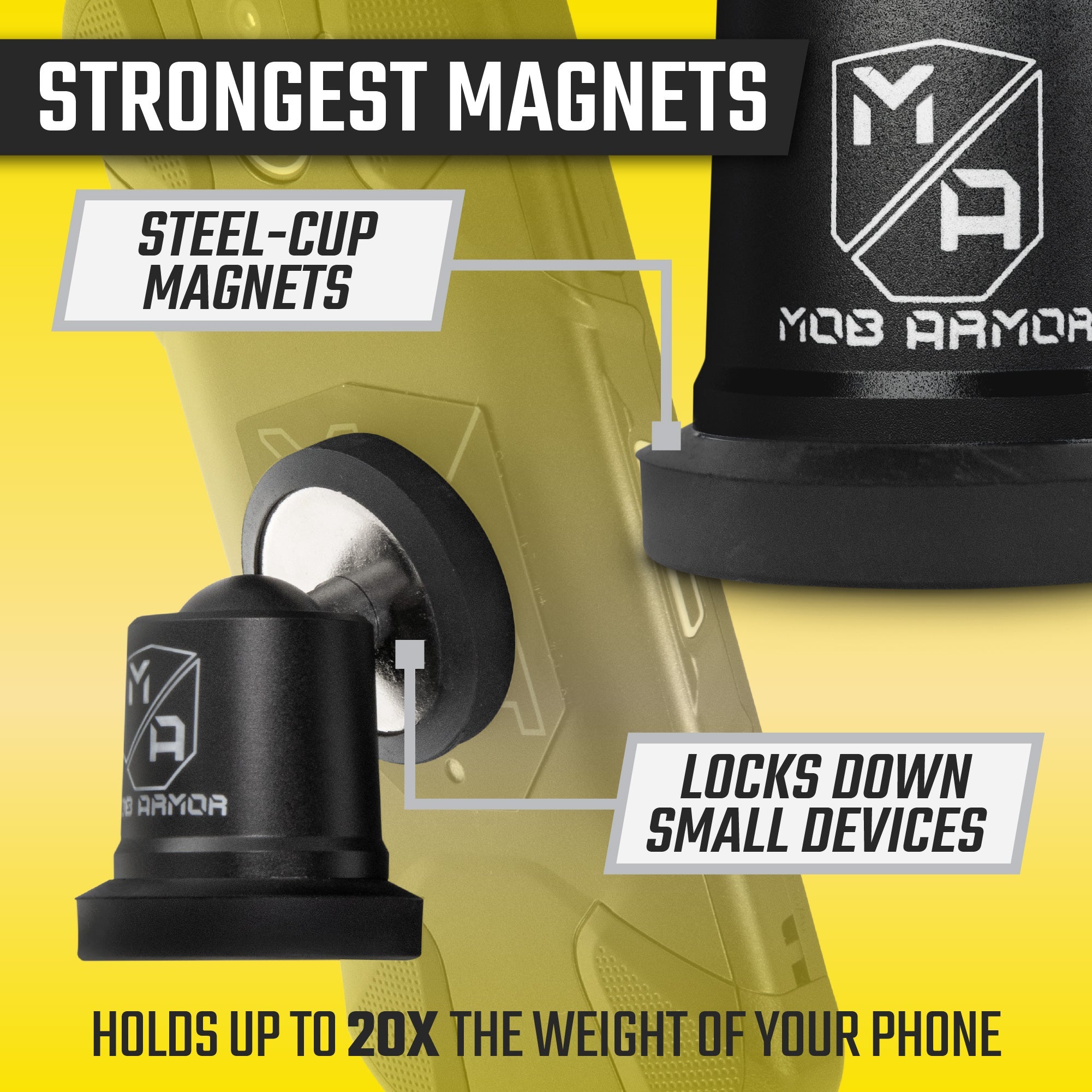 MobNetic Maxx CHROME FINISH | Magnetic Dashboard Phone Mount