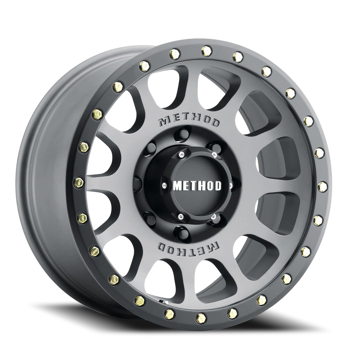 Aluminum Wheels 17x8.5 NV MR305 Bolt Pattern 8 On 165.1 Offset 0 Lip Size 1.3 Titanium TT Matte Black Lip Method