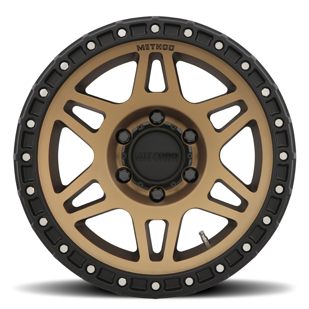 Aluminum Wheels 17x8.5 MR312 Bolt Pattern 6 On 139.7 Offset 0 Lip Size 0.98 Method Bronze BRZ Matte Black Lip Method