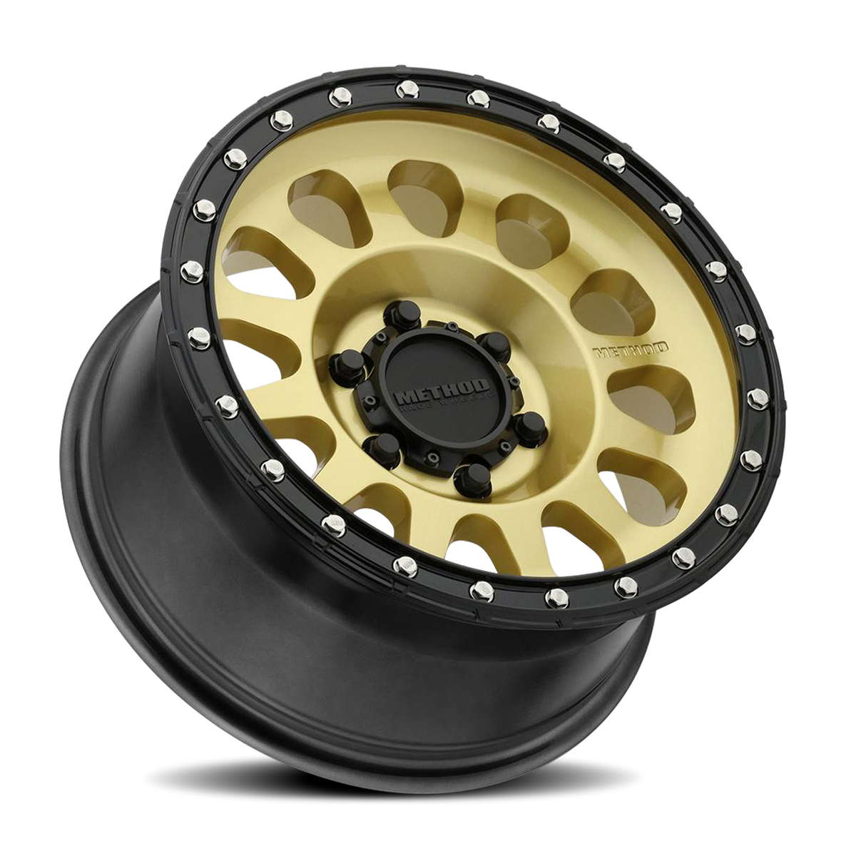 Aluminum Wheels 17x8.5 MR315 Bolt Pattern 6 On 139.7 Offset 0 Lip Size 1.65 Gold GD Black Street Loc Method