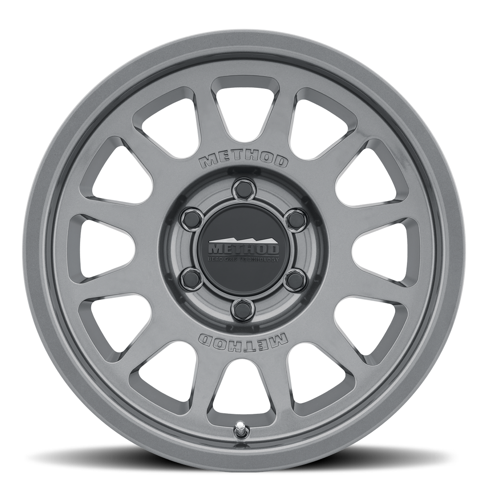 Aluminum Wheels 17x9 Bead Grip MR703 Bolt Pattern 5 On 139.7 Offset -12 Lip Size 1.18 Gloss Titanium SL Method
