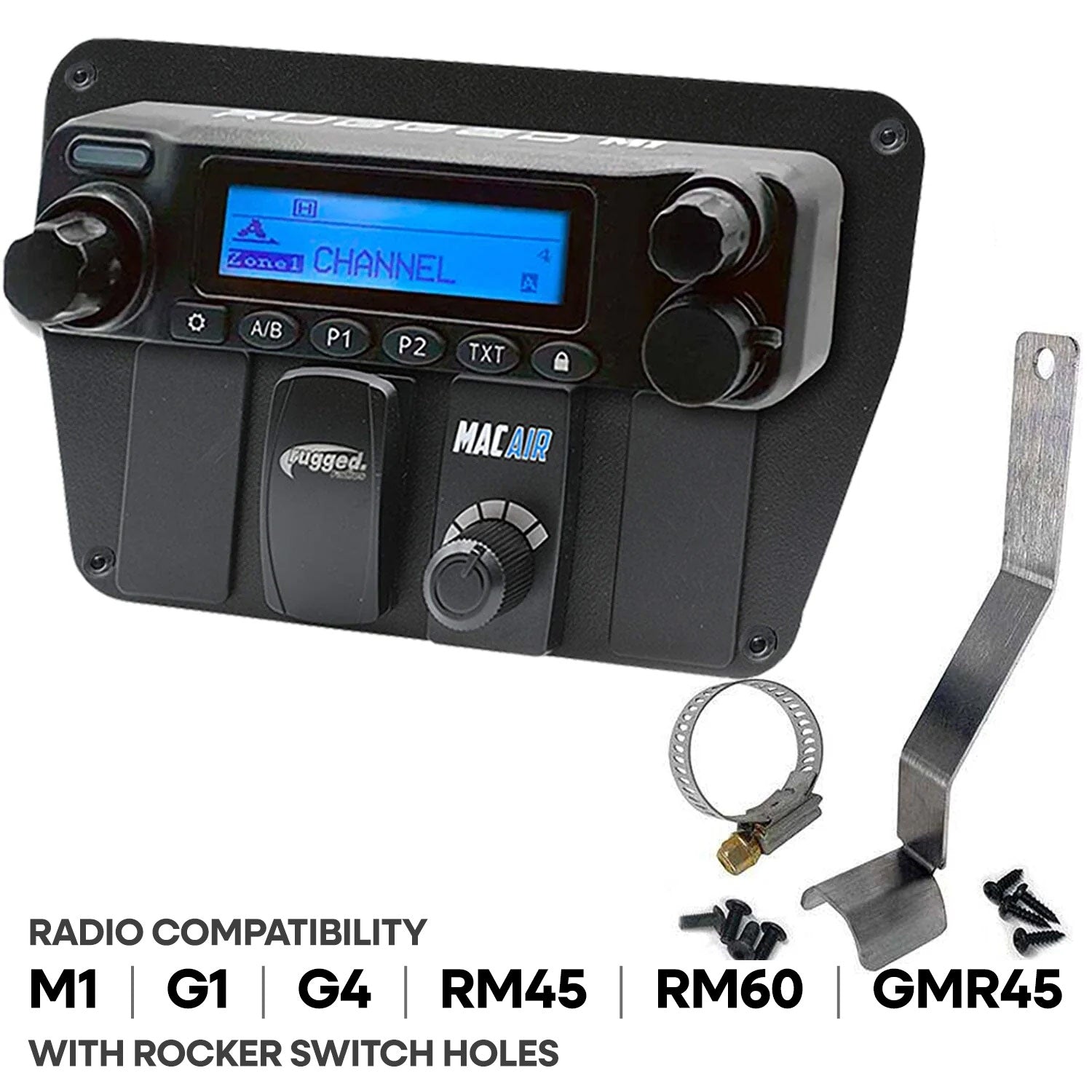 Can-Am Commander Intercom and Radio Mount - Rugged M1/G1/G4/RM45/RM60/GMR45 with Switch Holes