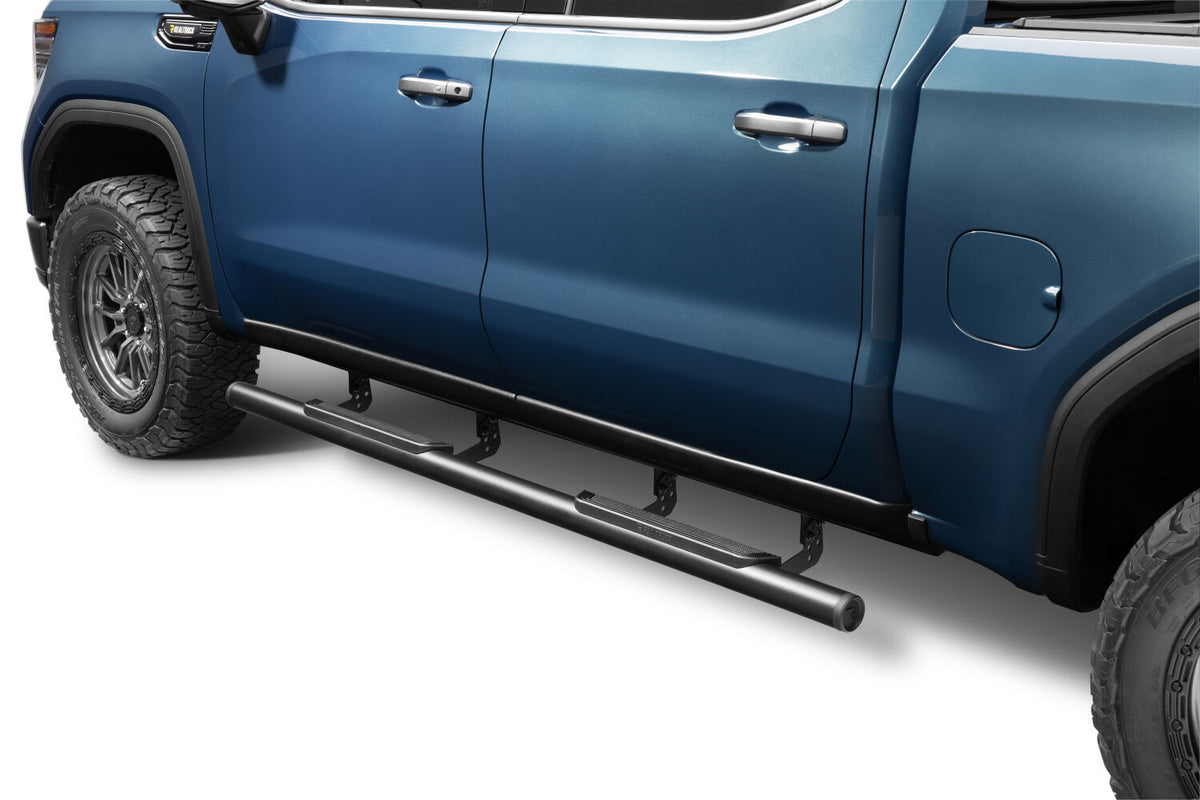 Traxio 3 Inch Nerf Bars 19-26 GM Silverado/Sierra 1500 20-26 GM Silverado/Sierra 2500/3500 Crew Cab Textured Black N Fab