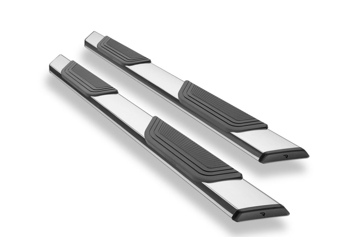 Traxio 5 Inch Nerf Bars 19-26 GM Silverado/Sierra 1500 20-26 GM Silverado/Sierra 2500/3500 Double Cab Polished Stainless Steel N Fab