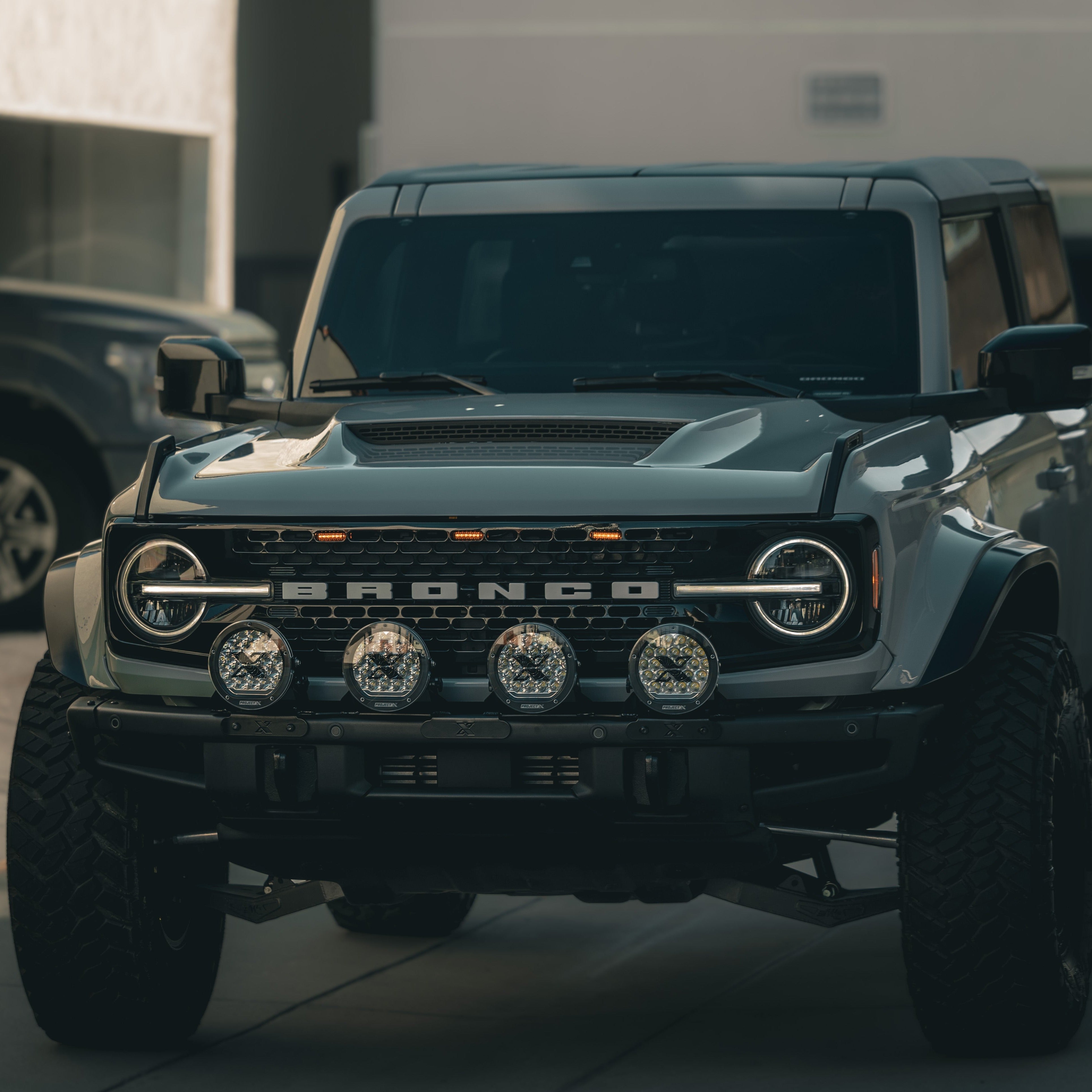 2021-2025 Ford Bronco with a Ram Air Hood, showcasing a rugged design and off-road capabilities.