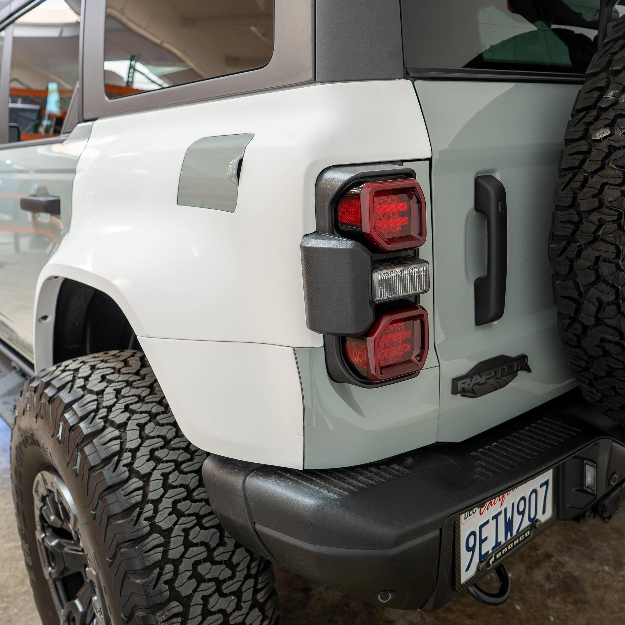 2022-2025 Ford Bronco Raptor rear quarter kit showcasing taillights and rugged design for enhanced offroad performance.