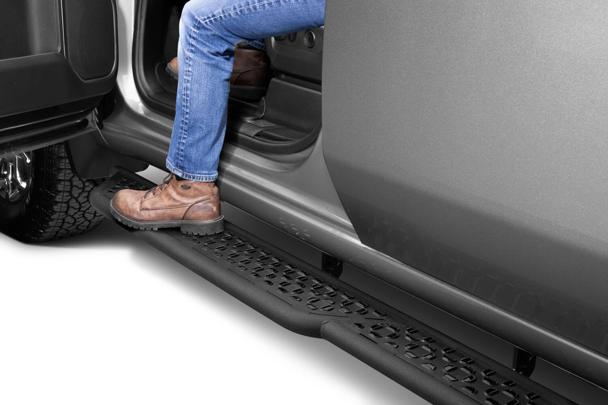 Growler Sport Running Boards Cab Length 2019 (New Body Style)-2026 Chevy Silverado/GMC Sierra 1500/2020-2026 GM2500 HD/3500 HD Crew Cab Textured Black N Fab
