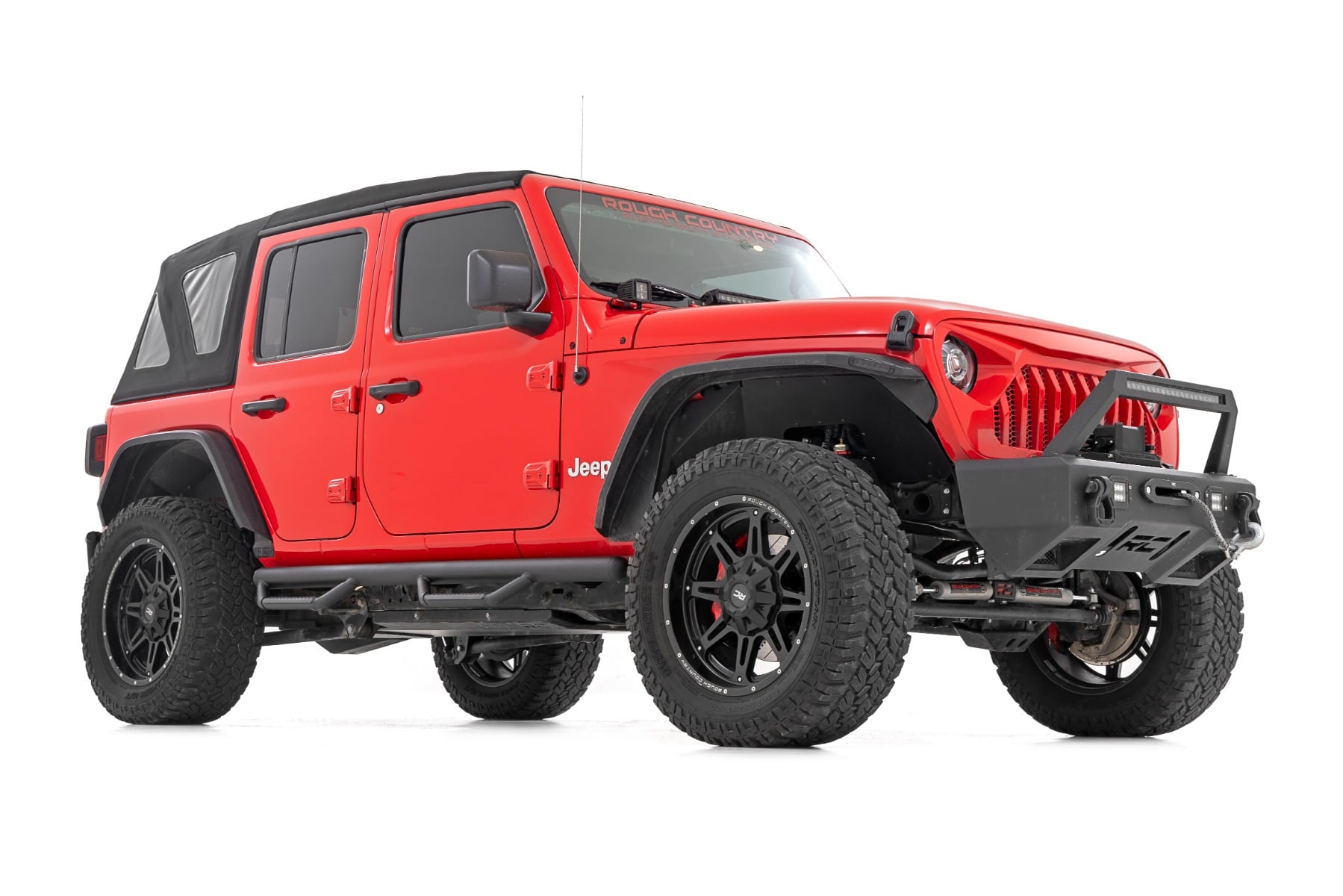 Nerf Steps Wheel to Wheel 4 Door Jeep Wrangler Unlimited 4WD (18-26) Rough Country