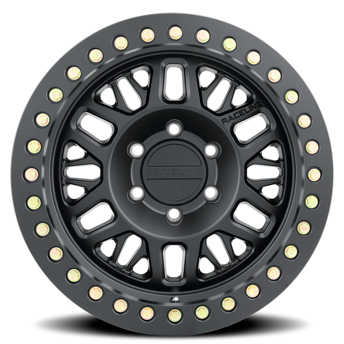 Aluminum Wheels 17x9 Ryno Cast Beadlock RT951B Satin Black Black Beadlock Ring -38 Offset 6 on 139.7 Bolt Pattern 106.1 Bore Raceline