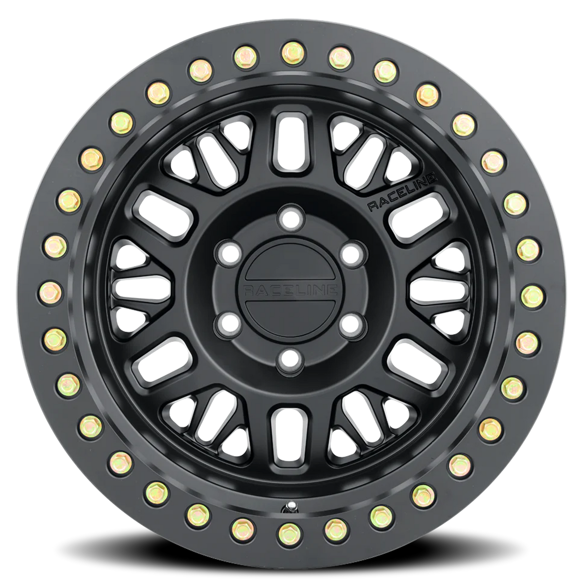 Aluminum Wheels 17x9 Ryno Cast Beadlock RT951B Satin Black Black Beadlock Ring -12 Offset 8 on 165.1 Bolt Pattern 130.81 Bore Raceline