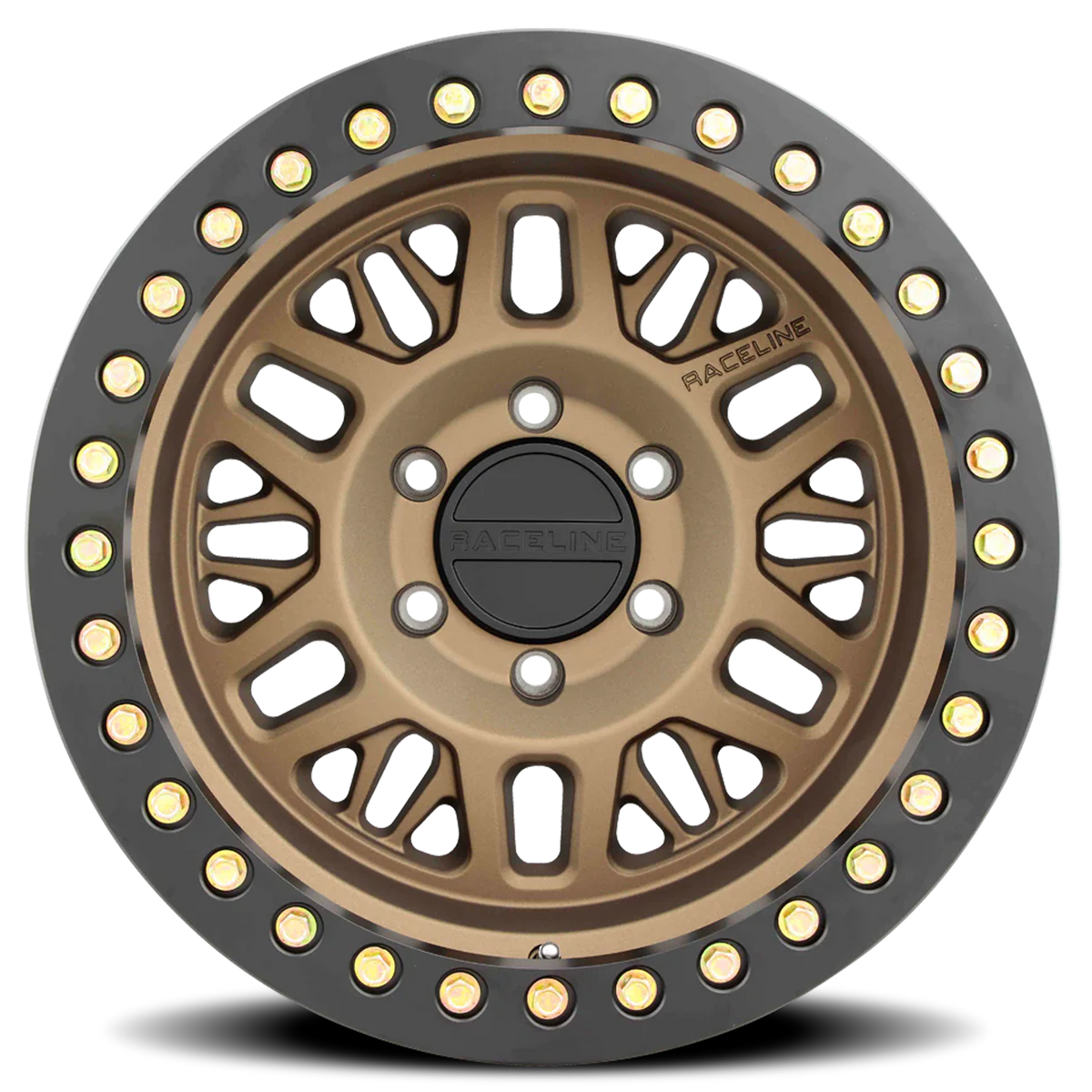 Aluminum Wheels 17x9 Ryno Cast Beadlock RT951BZ Textured Matte Bronze Black Beadlock Ring -38 Offset 5 on 127 Bolt Pattern 83.82 Bore Raceline