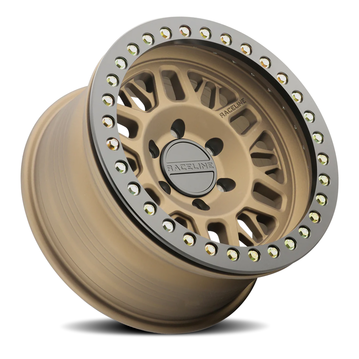 Aluminum Wheels 17x9 Ryno Cast Beadlock RT951BZ Textured Matte Bronze Black Beadlock Ring -12 Offset 8 on 165.1 Bolt Pattern 130.81 Bore Raceline