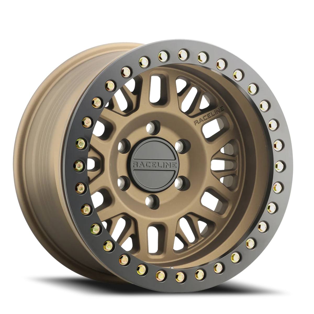 Aluminum Wheels 17x9 Ryno Cast Beadlock RT951BZ Textured Matte Bronze Black Beadlock Ring -38 Offset 8 on 165.1 Bolt Pattern 130.8 Bore Raceline