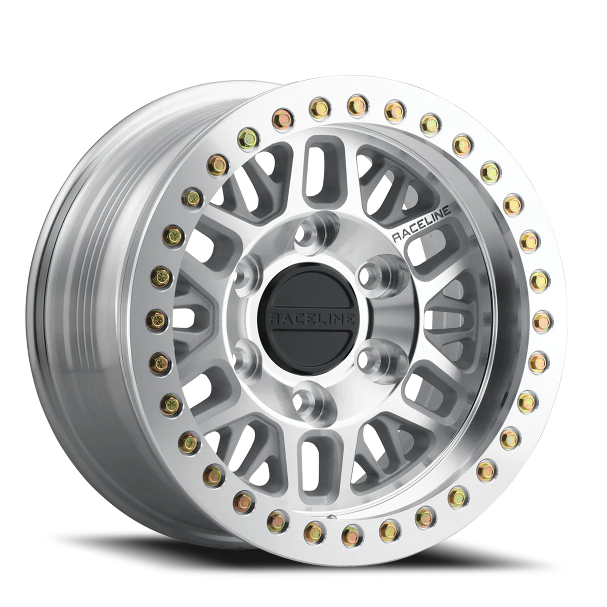 Aluminum Wheels 17x9 Ryno Cast Beadlock RT951M Machined Silver Machined Beadlock Ring -38 Offset 6 on 139.7 Bolt Pattern 106.1 Bore Raceline