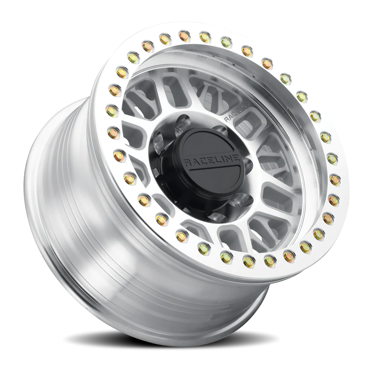 Aluminum Wheels 17x9 Ryno Cast Beadlock RT951M Machined Silver Machined Beadlock Ring -12 Offset 8 on 165.1 Bolt Pattern 130.81 Bore Raceline