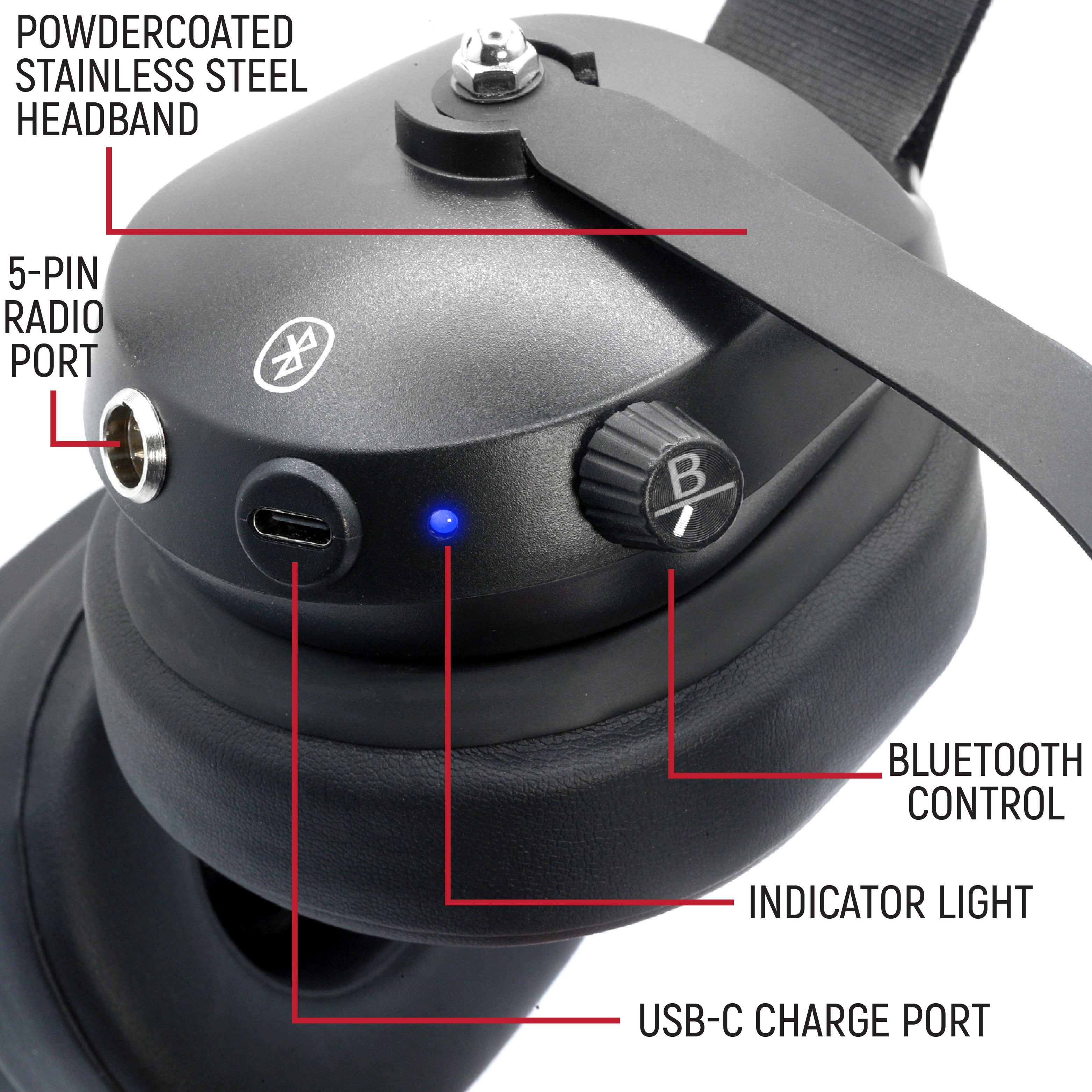 Bluetooth Headset for Cell Phones - 2-Way Radio Compatible (OTH and BTH) - Behind The Head