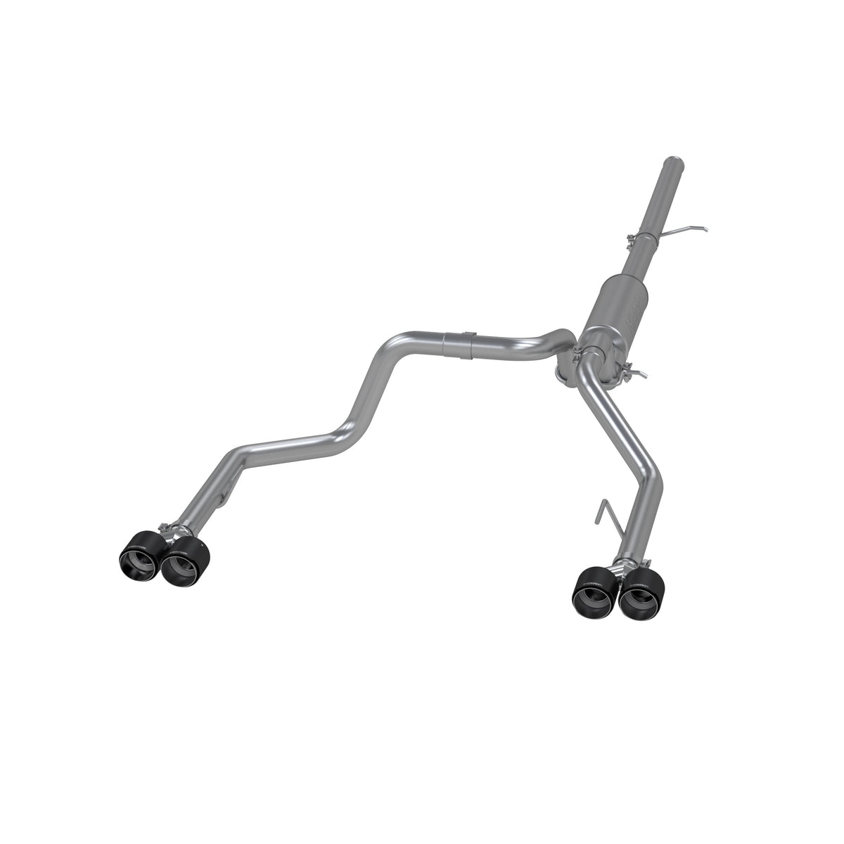 3.0 inch Cat-Back 2.5 inch Dual Split Rear Quad Carbon Fiber Tips 4.0 inch OD Dual Out 19-up Silverado/Sierra 1500 MBRP