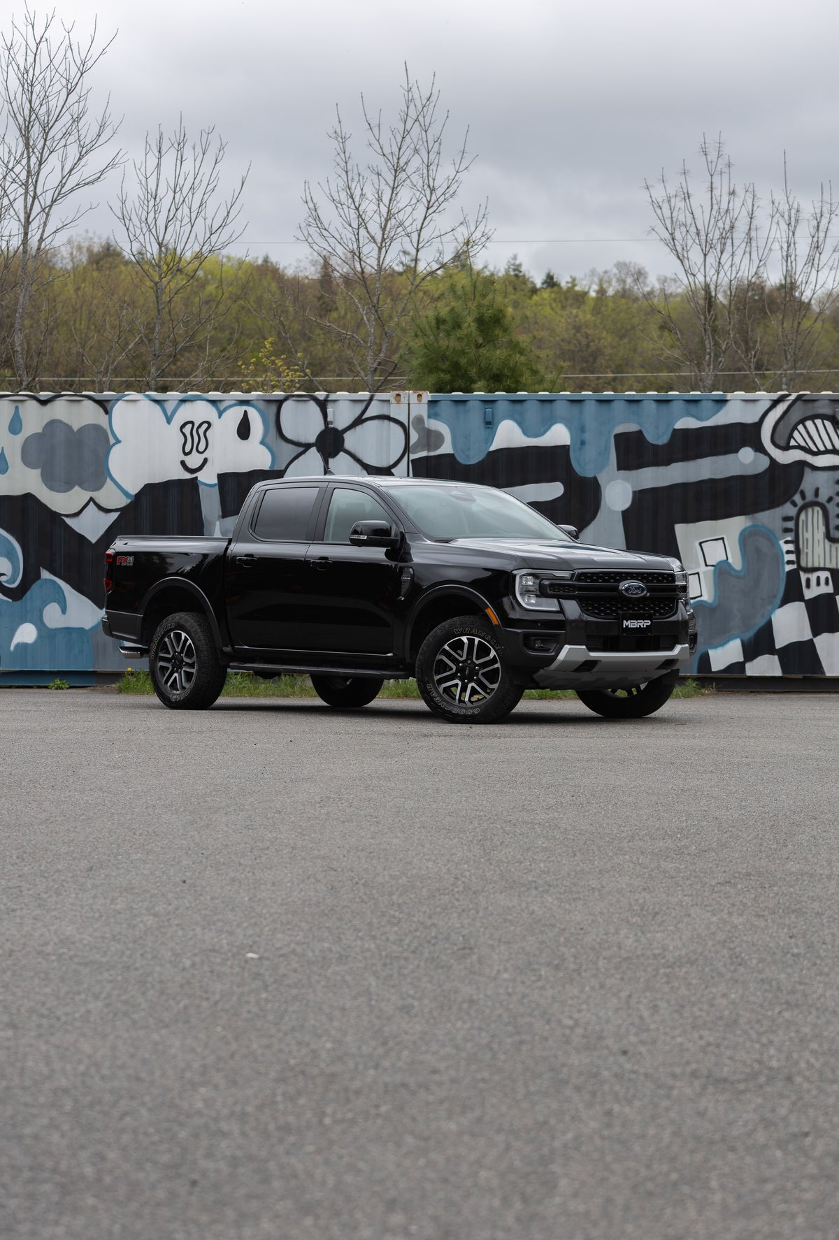 2024 Ford Ranger 2.3L Ecoboost Armor BLK Black-Coated Aluminized Steel 3-Inch Cat-Back Single Side Exit with Black Tip MBRP