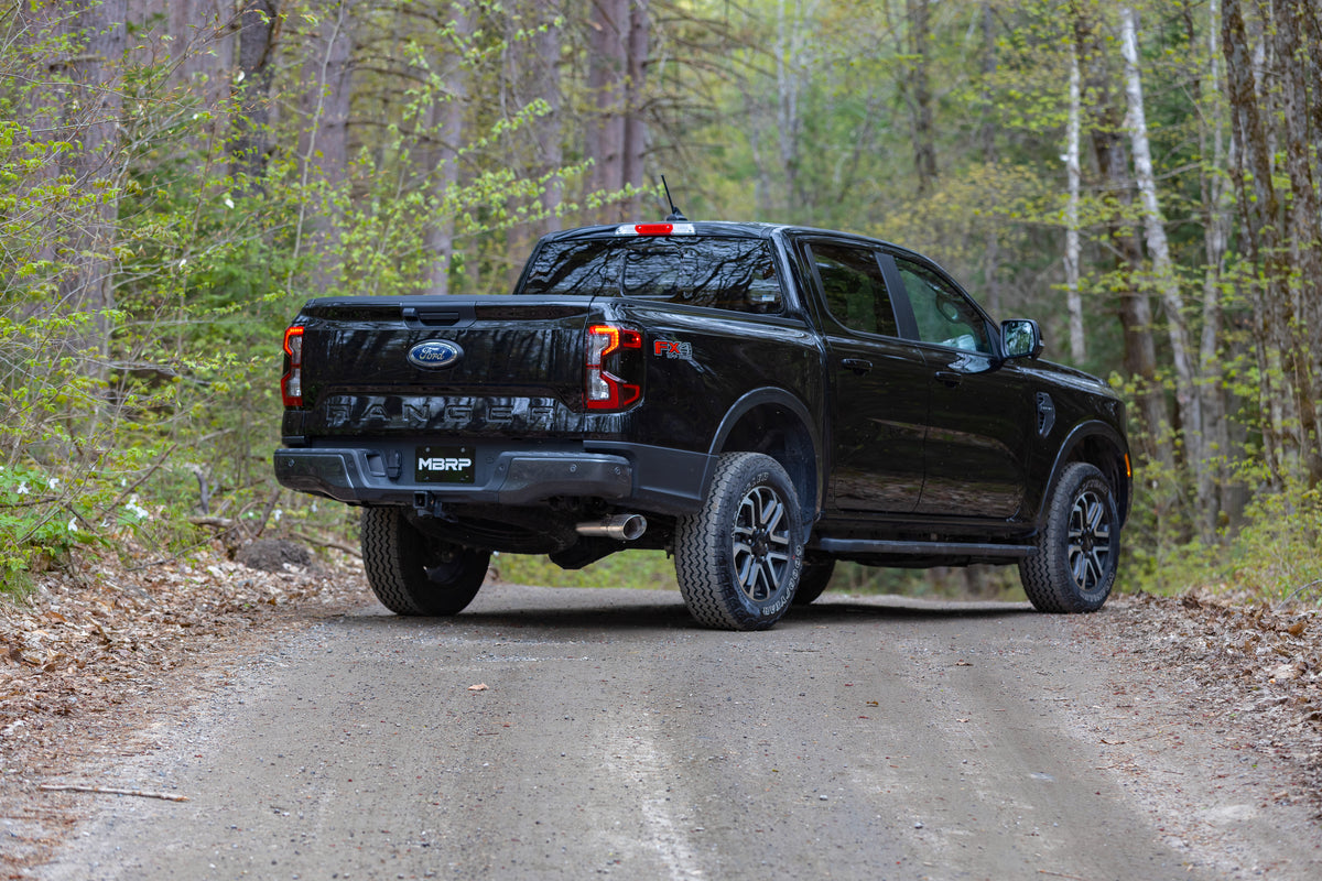2024 Ford Ranger 2.3L Ecoboost Armor BLK Black-Coated Aluminized Steel 3-Inch Cat-Back Single Side Exit with Black Tip MBRP