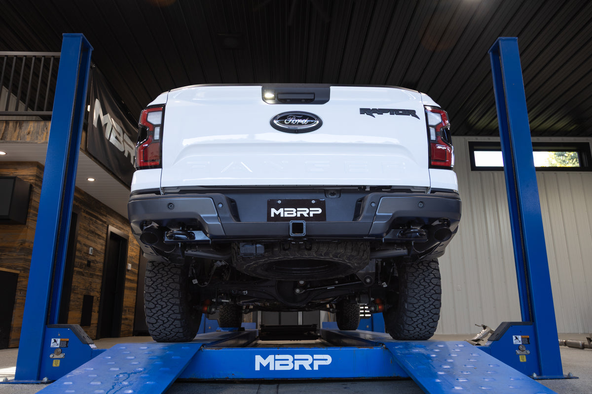 24-Present Ford Ranger Raptor 3.0L EcoBoost, Armor BLK 3-Inch Axle-Back Dual Rear Turn-Down MBRP