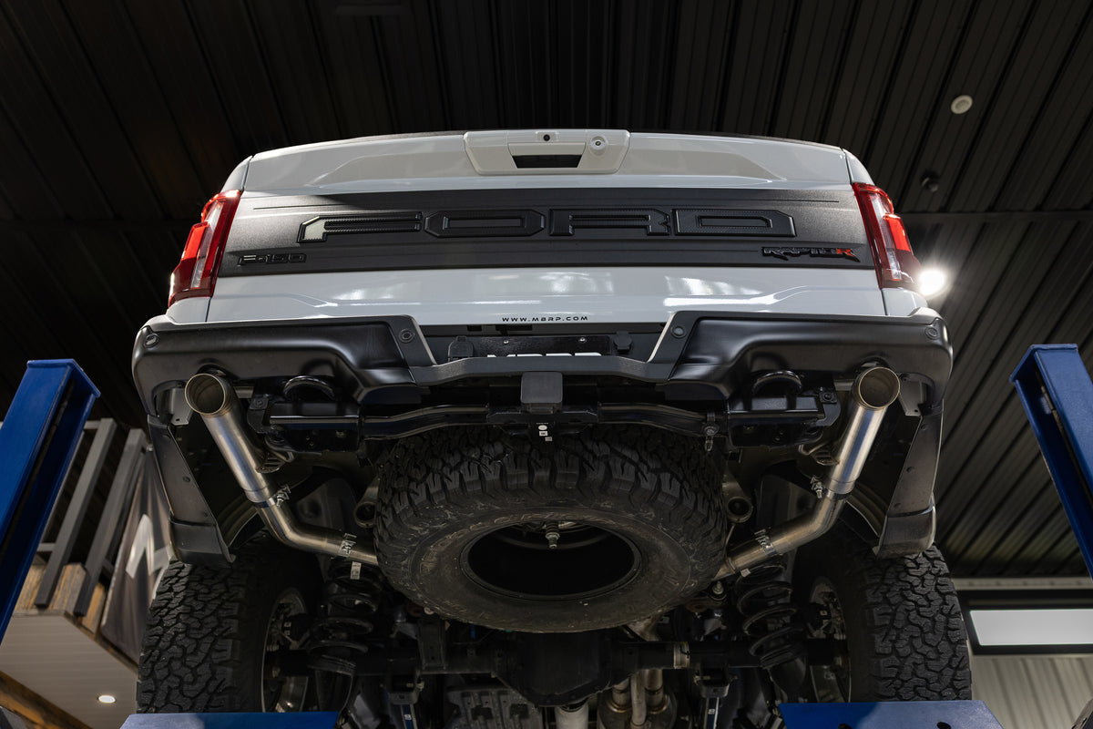 22-Present Ford F-150 Raptor 3.5L and Raptor R 5.2L Armor Pro 3-Inch Axle-Back Dual Split Rear Turn Down MBRP