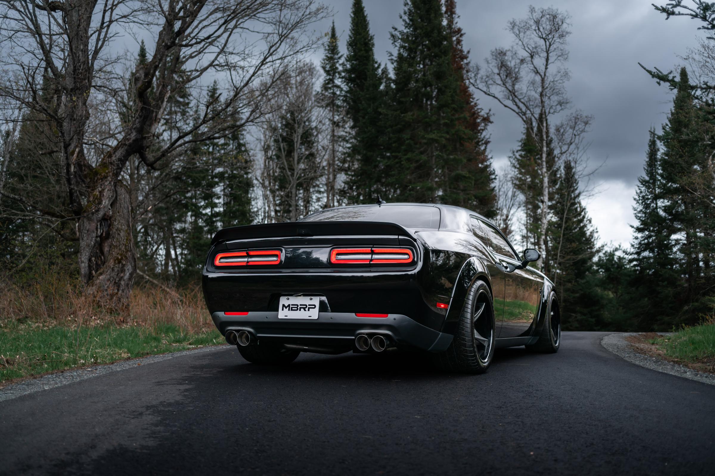 15-23 Dodge Challenger Aluminized Steel 3 Inch Dual Cat Back Quad Tips (Race Version) Exhaust System MBRP