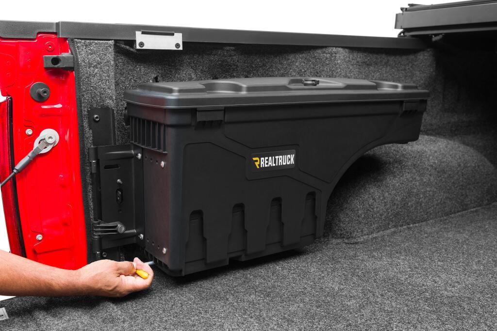 Truck Bed Storage Box Swing Case 2015-2026 Ford F-150 (Includes Lightning) Drivers Side Black Smooth UnderCover