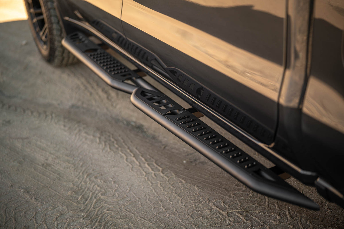 2019 2024 GMC Sierra 1500 & Chevrolet Silverado 1500 Crew Cab OE Plus Side Steps DV8 Offroad