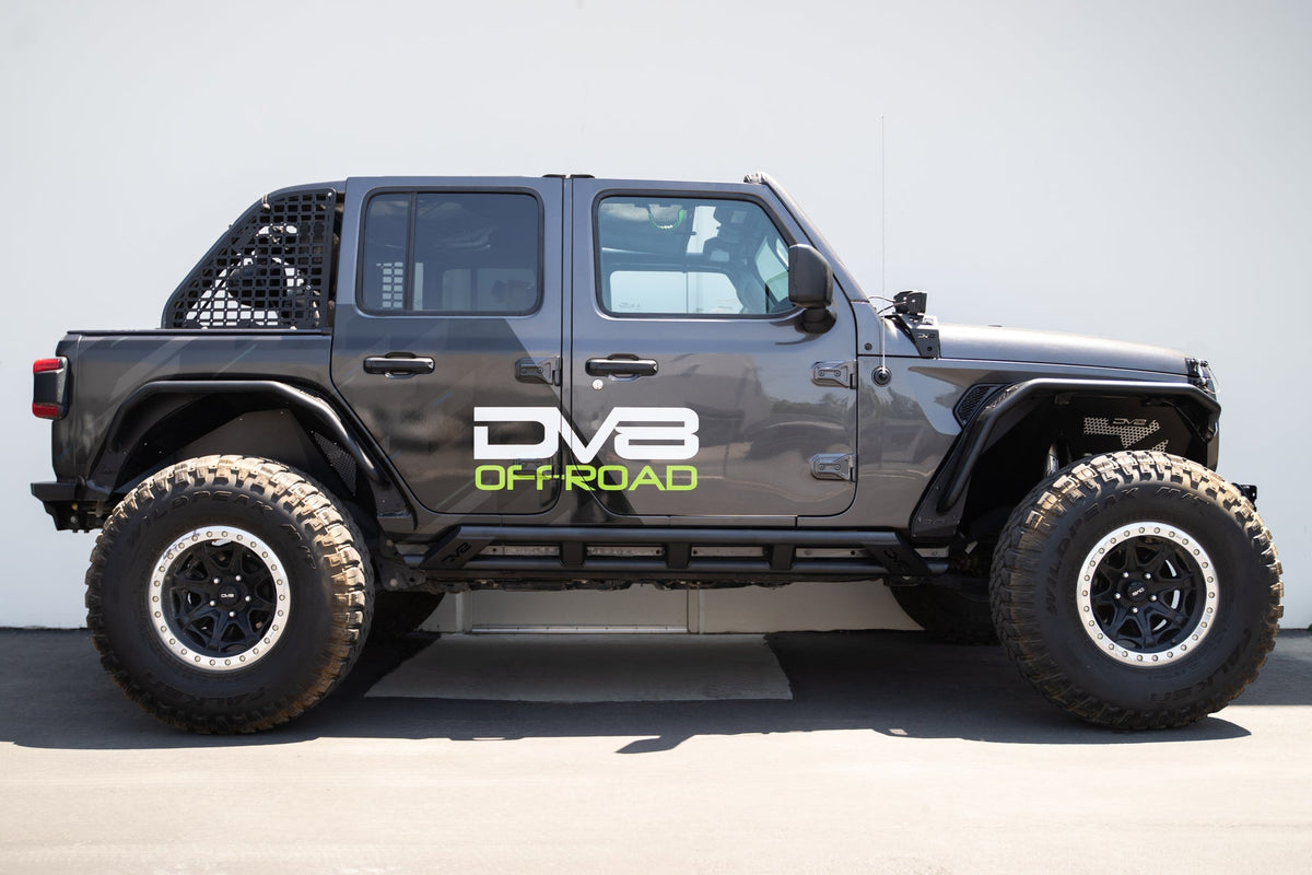 2018 2025 Jeep Wrangler JLU 4 Door FS 15 Series Rock Sliders DV8 Offroad