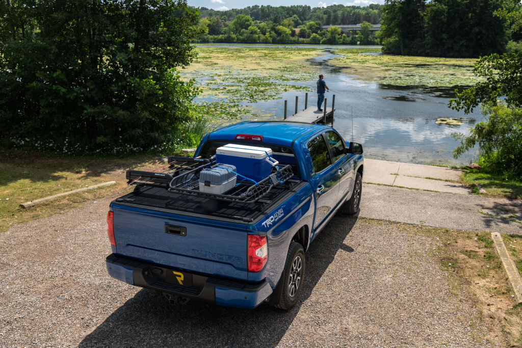 RetraxOne XR Retractable Tonneau Cover Matte One Piece Polycarbonate Construction 2007-2021 Toyota Tundra CrewMax 5' 6 inch Bed without Deck Rail System without Stake Pockets without Trail Special Edition Storage Boxes