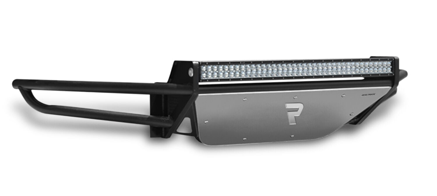 RSP PreRunner Replacement Front Bumper Direct Fit (1-38 Inch Rigid E-Series) with Skid Plate LED Light Mount 2014-2019 Toyota Tundra Textured Black NFab