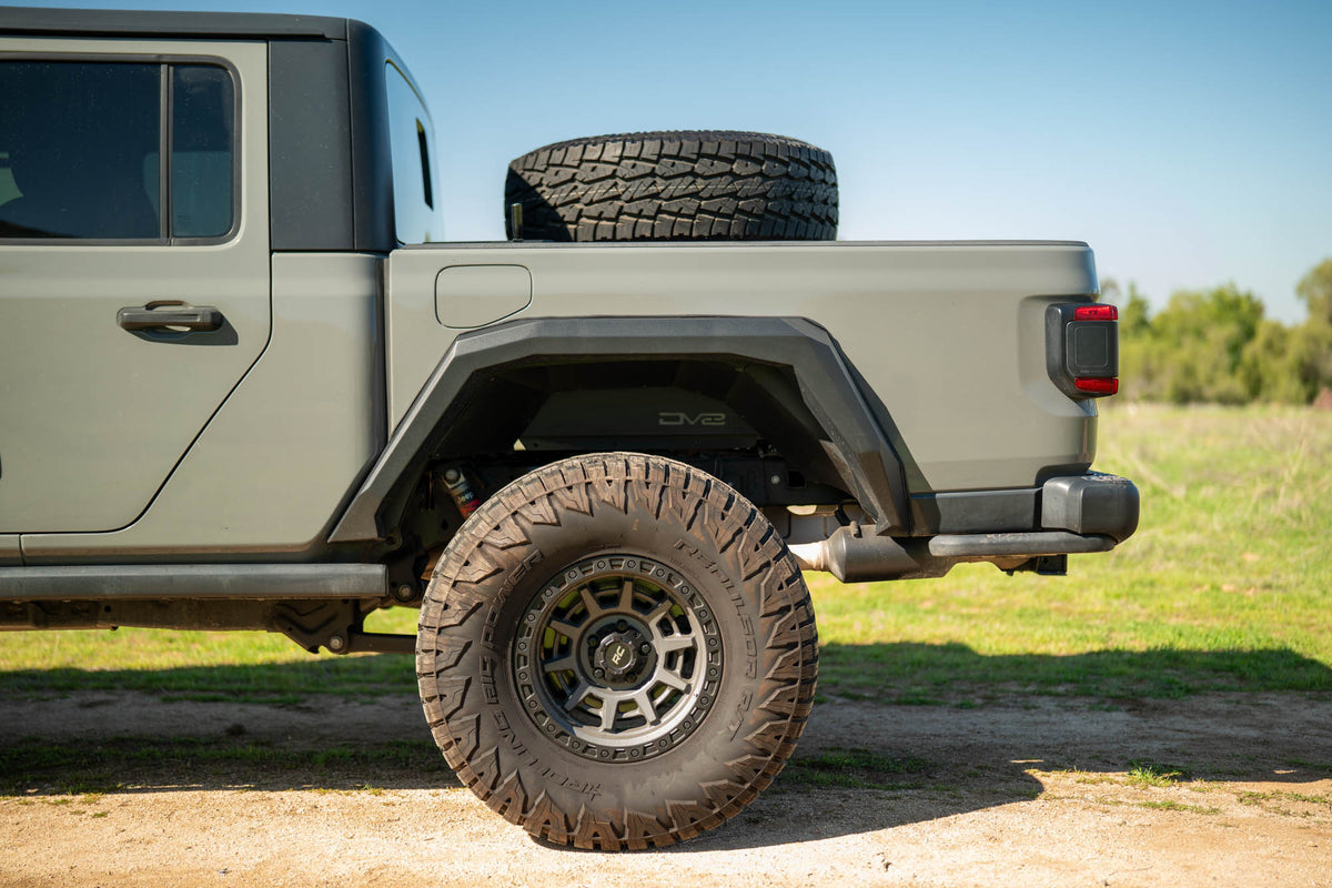 2020 2025 Jeep Gladiator JT Adjustable In Bed Tire Carrier DV8 Offroad