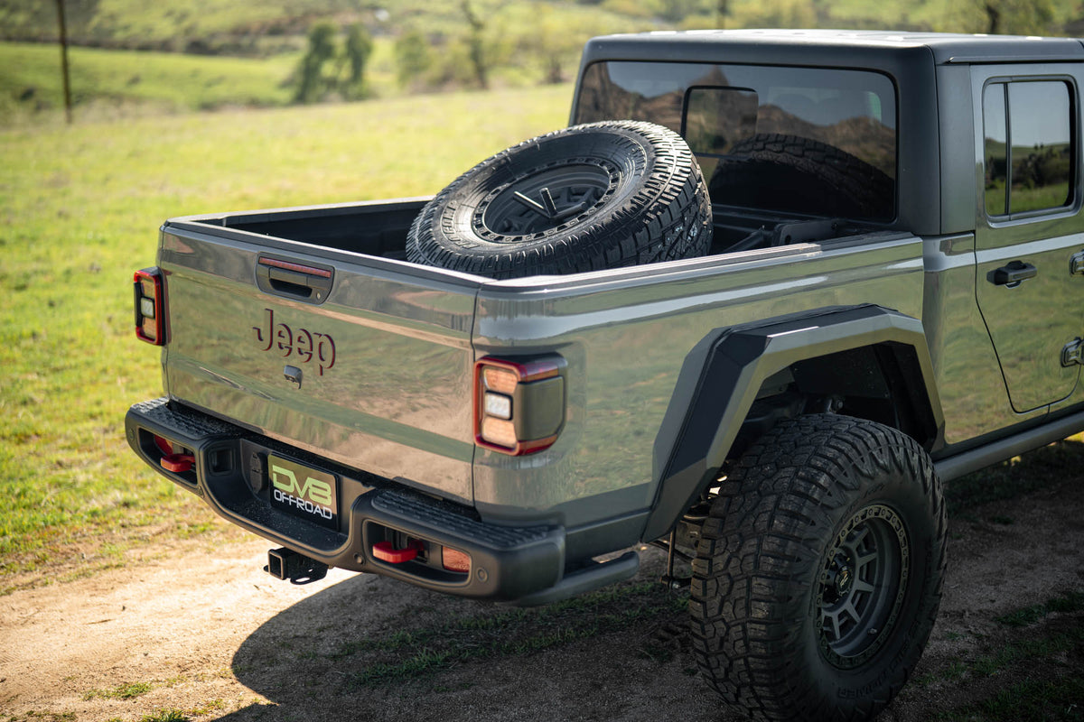 2020 2025 Jeep Gladiator JT Adjustable In Bed Tire Carrier DV8 Offroad