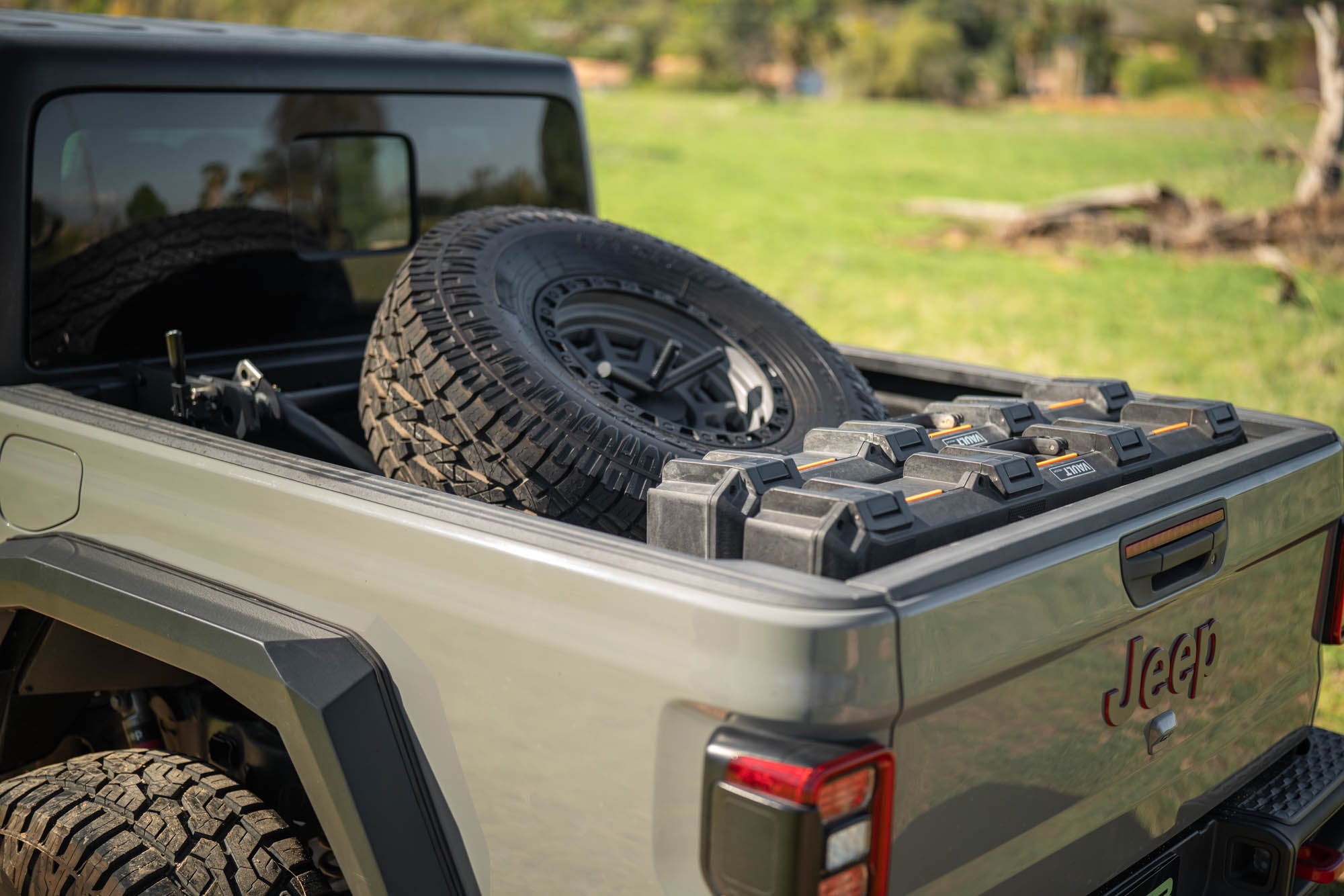 2020 2025 Jeep Gladiator JT Adjustable In Bed Tire Carrier DV8 Offroad