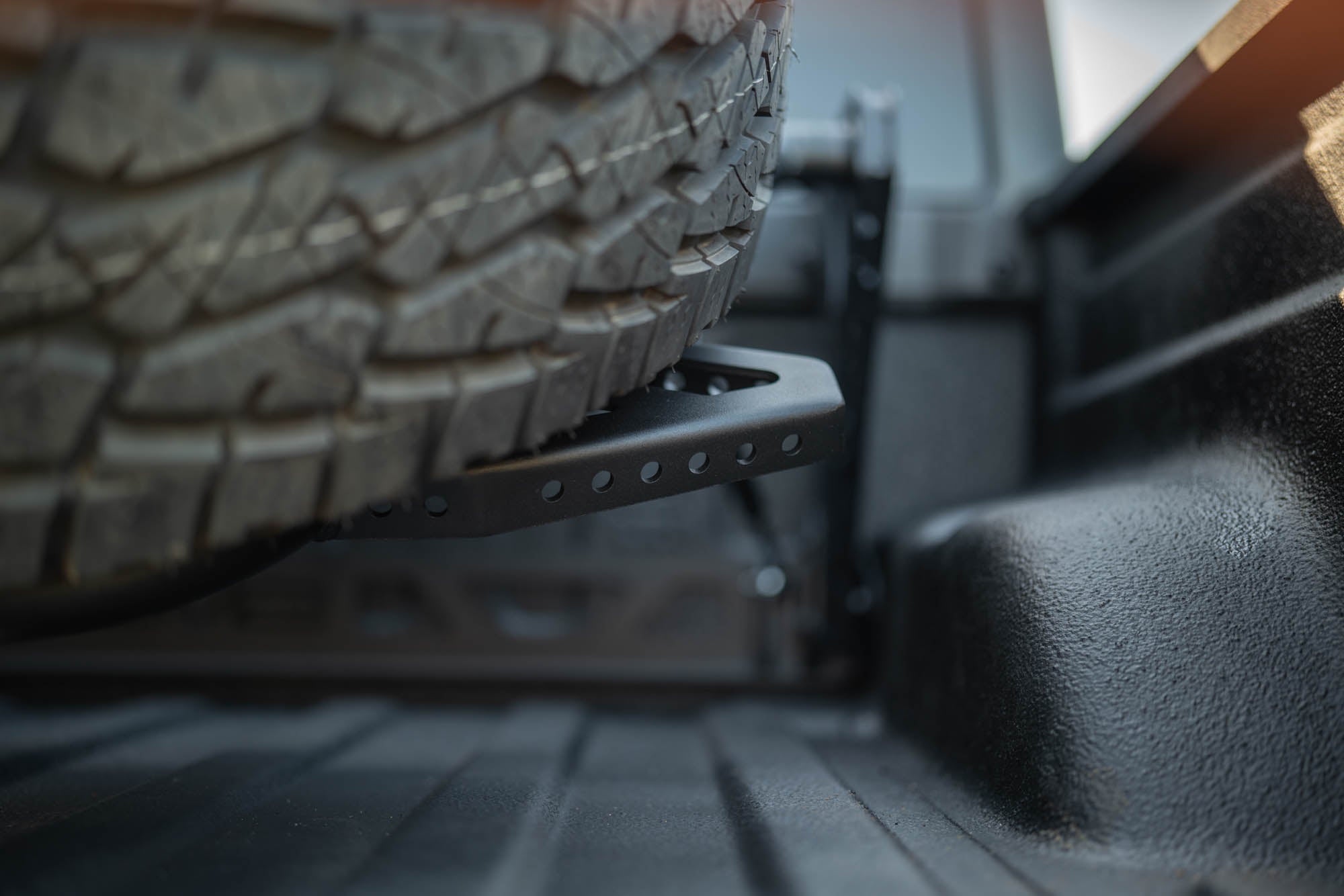 2020 2025 Jeep Gladiator JT Adjustable In Bed Tire Carrier DV8 Offroad