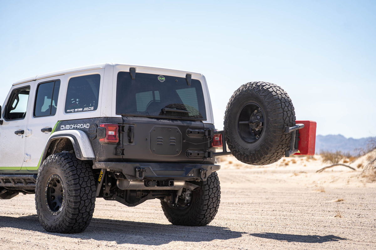 2018 2025 Jeep Wrangler JL Body Mounted Tire Carrier DV8 Offroad
