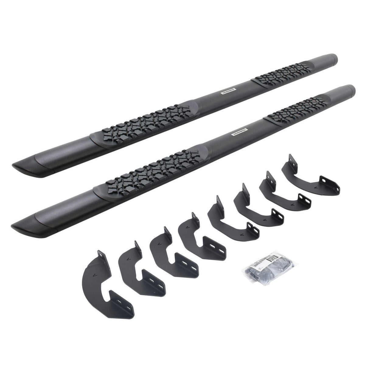 V3 Series Aluminum 5 Inch Elipse Side Steps with Mounting Brackets Textured Black 2007-2021 Toyota Tundra Extended Cab Go Rhino