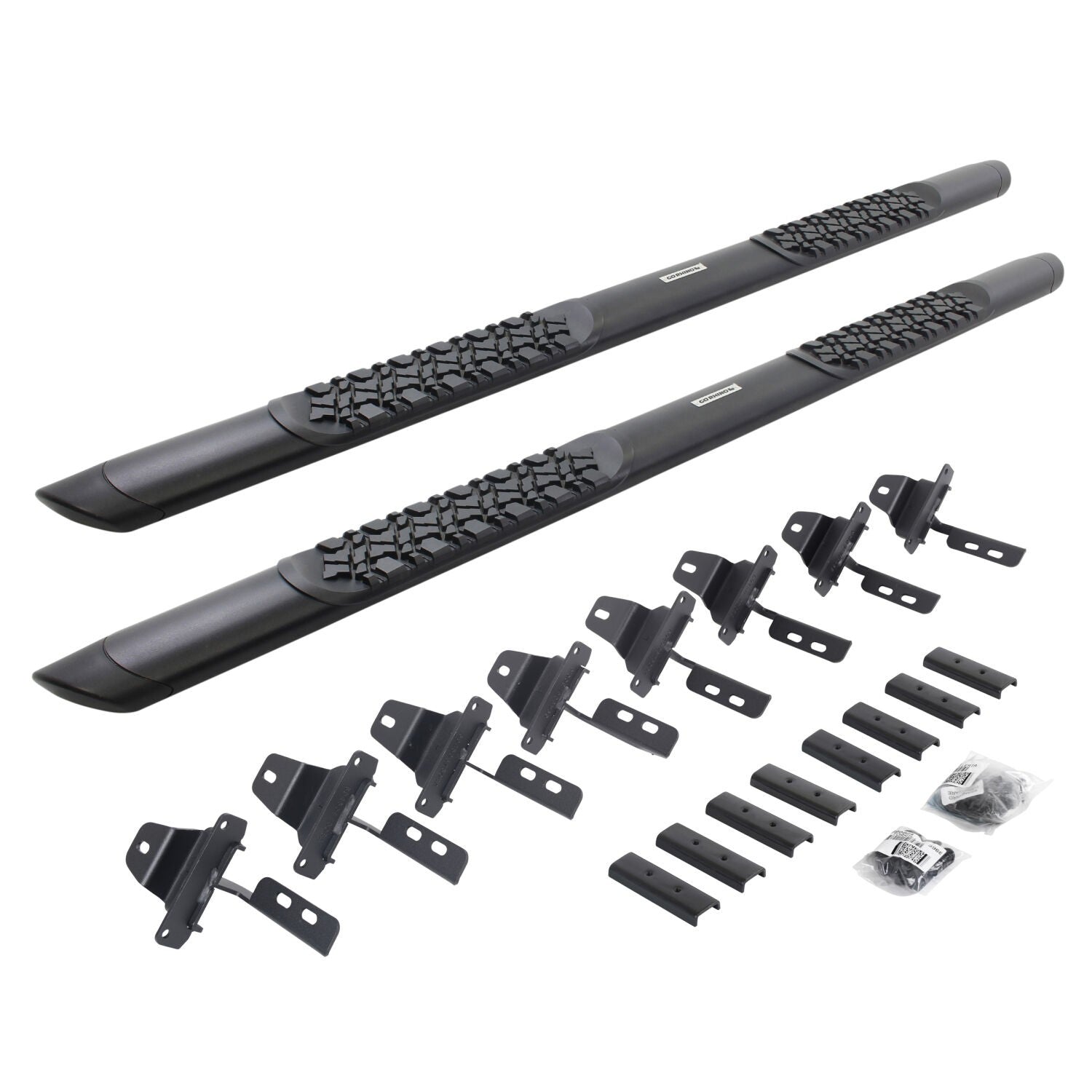 V3 Series Aluminum 5 Inch Elipse Side Steps with Mounting Brackets Textured Black 2020-2025 Jeep Gladiator Go Rhino