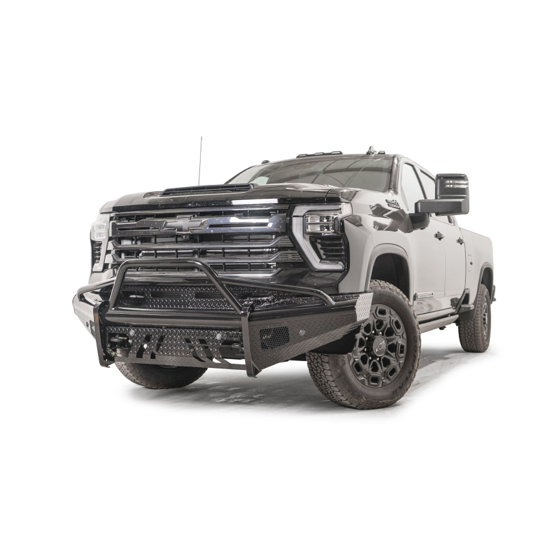 Fab Fours Black Steel Front Bumper; w/Pre-Runner Guard And Tow Hooks Model CH24-S6162-1