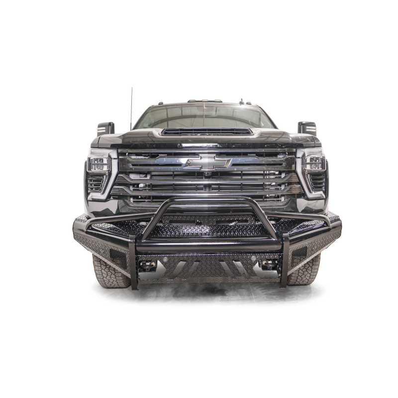 Fab Fours Black Steel Front Bumper; w/Pre-Runner Guard And Tow Hooks Model CH24-S6162-1