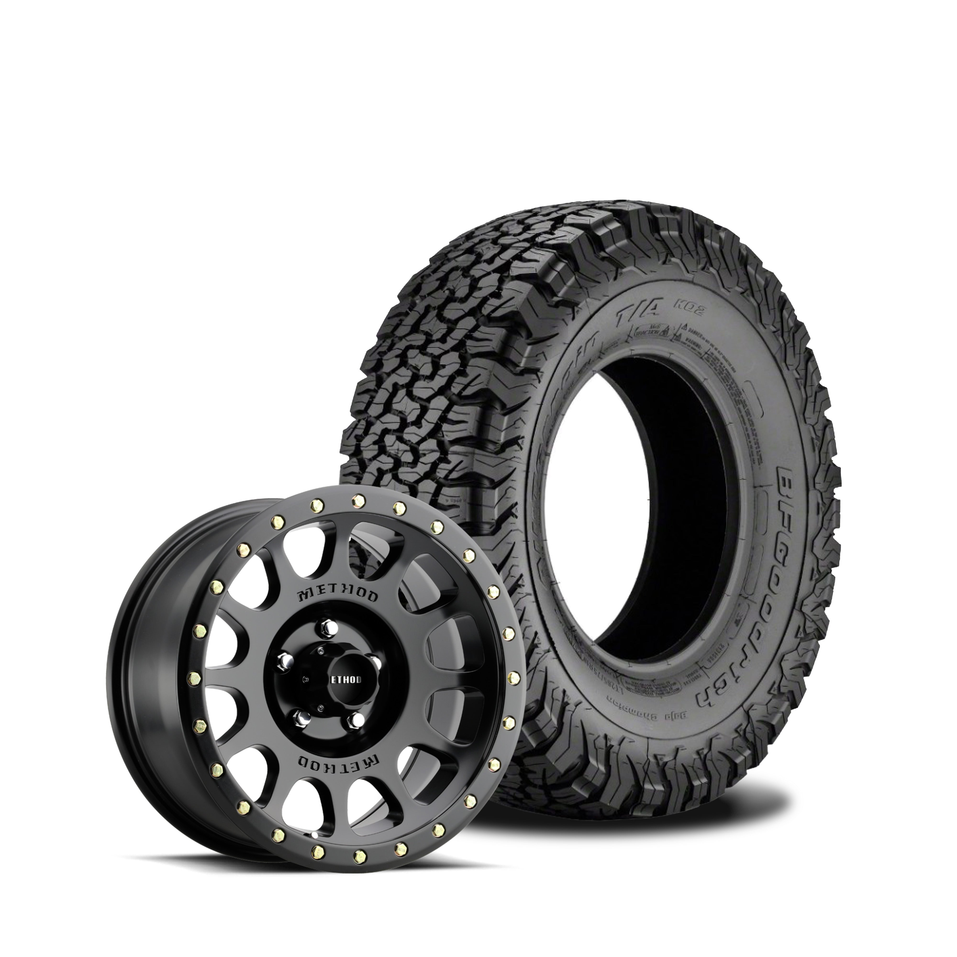 Method 305 17x8.5 Matte Black Gloss 5x5 | BFG 37x12.5 All Terrain KO2 | Mounted & Balanced