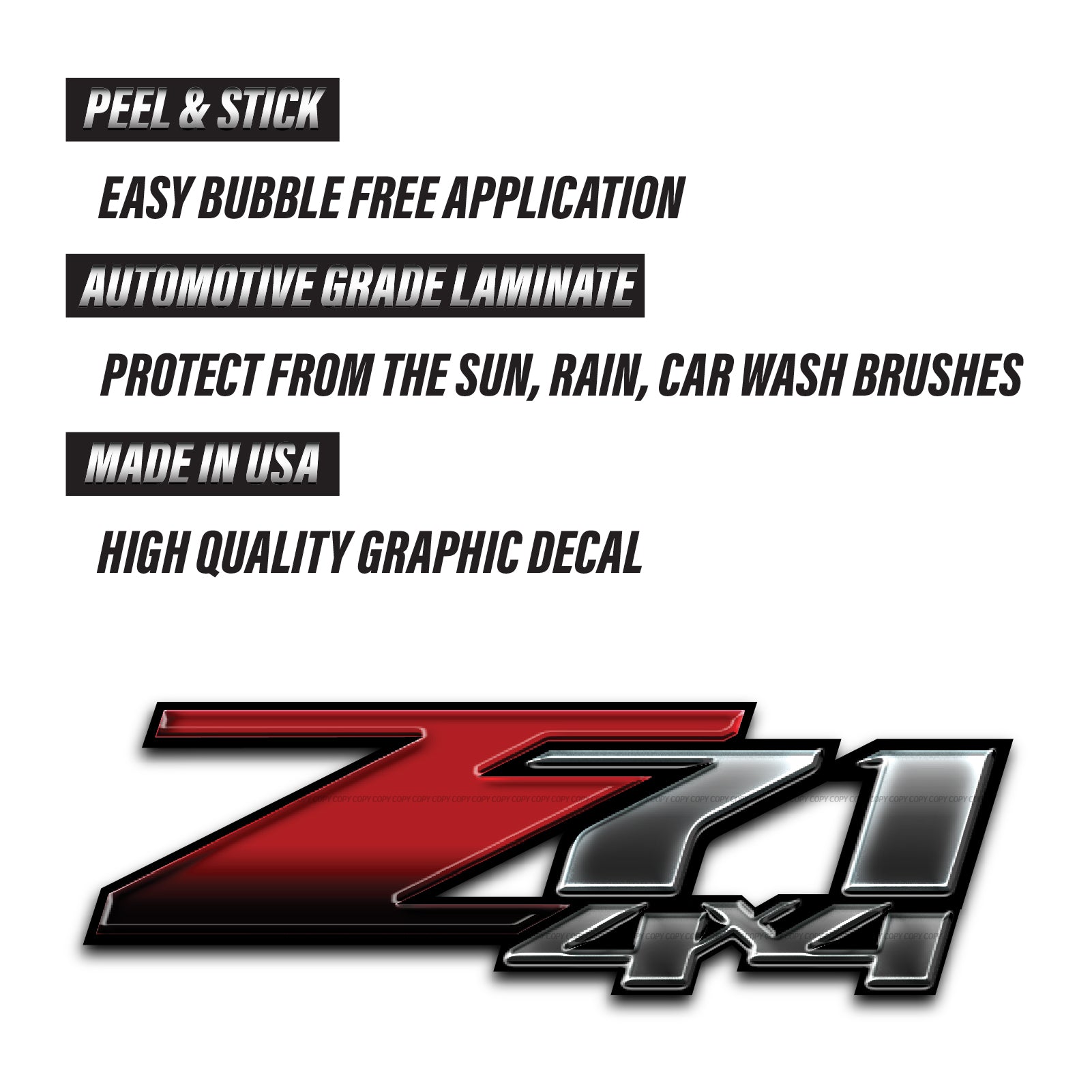 Z71 4x4 Decals Metal Stickers Chevy Silverado - F - 1500 2500 HD Stickers