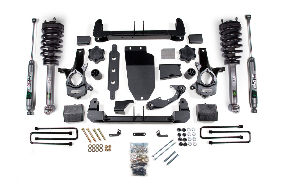14-18 Silverado/Sierra 1500 4WD 6.5 Inch Lift Kit With Replacement Strut Alum/Stamped Arms With Rear Fox Shocks and Front Nitro Shocks Zone Offroad